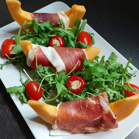 Roulés de prosciutto et melon, publiés sur Instagram